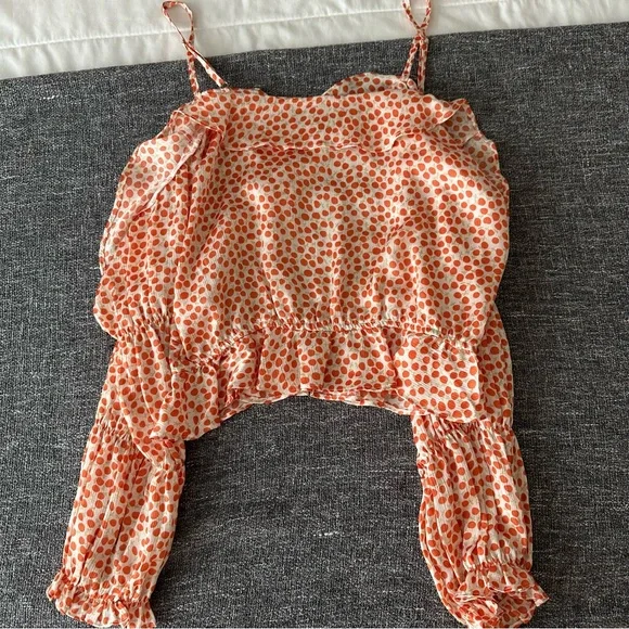 Orange crop blouse, Lulu’s, spaghetti strap with cutouts, size S, NWT - Picture 6 of 6